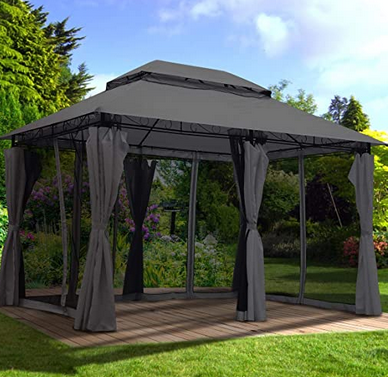 Promo Vounot tonnelle de jardin 3x3m pliable avec portes et